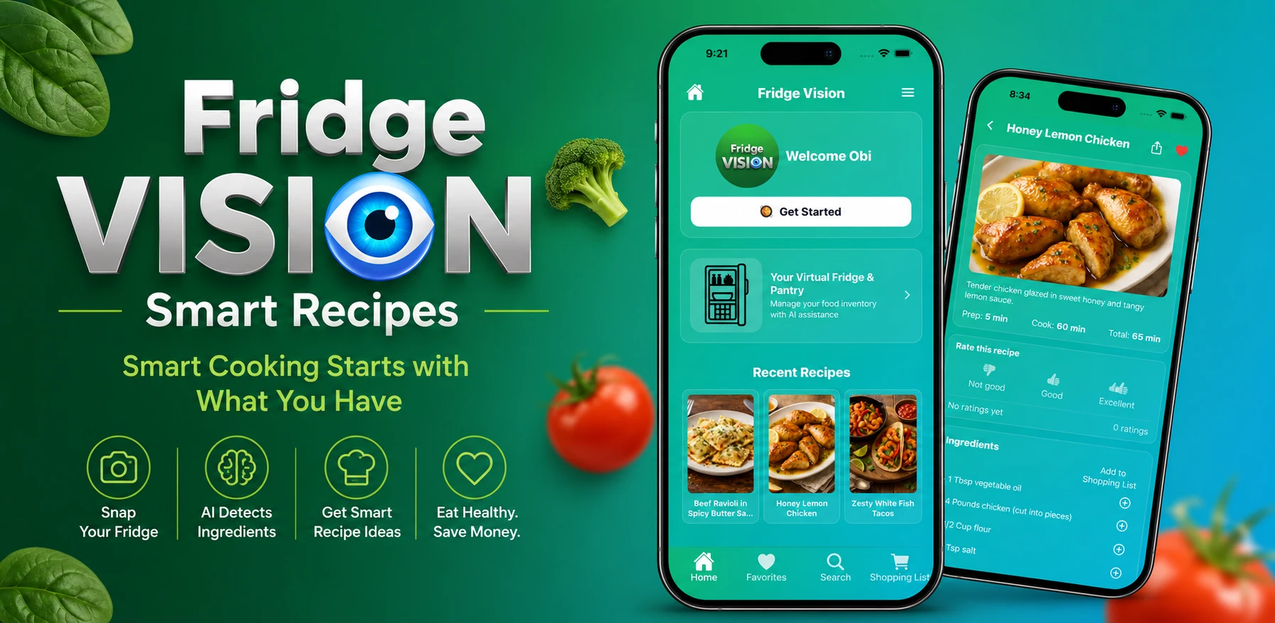 Fridge Vision Smart Recipes — snap your fridge, get AI recipe ideas